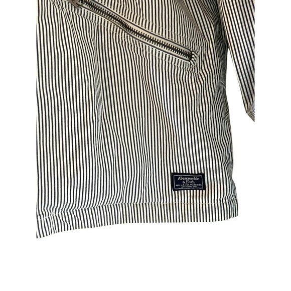 Abercrombie & Fitch Men's Hooded Seersucker Striped Zip Lightweight Jacket Small - Picture 2 of 9